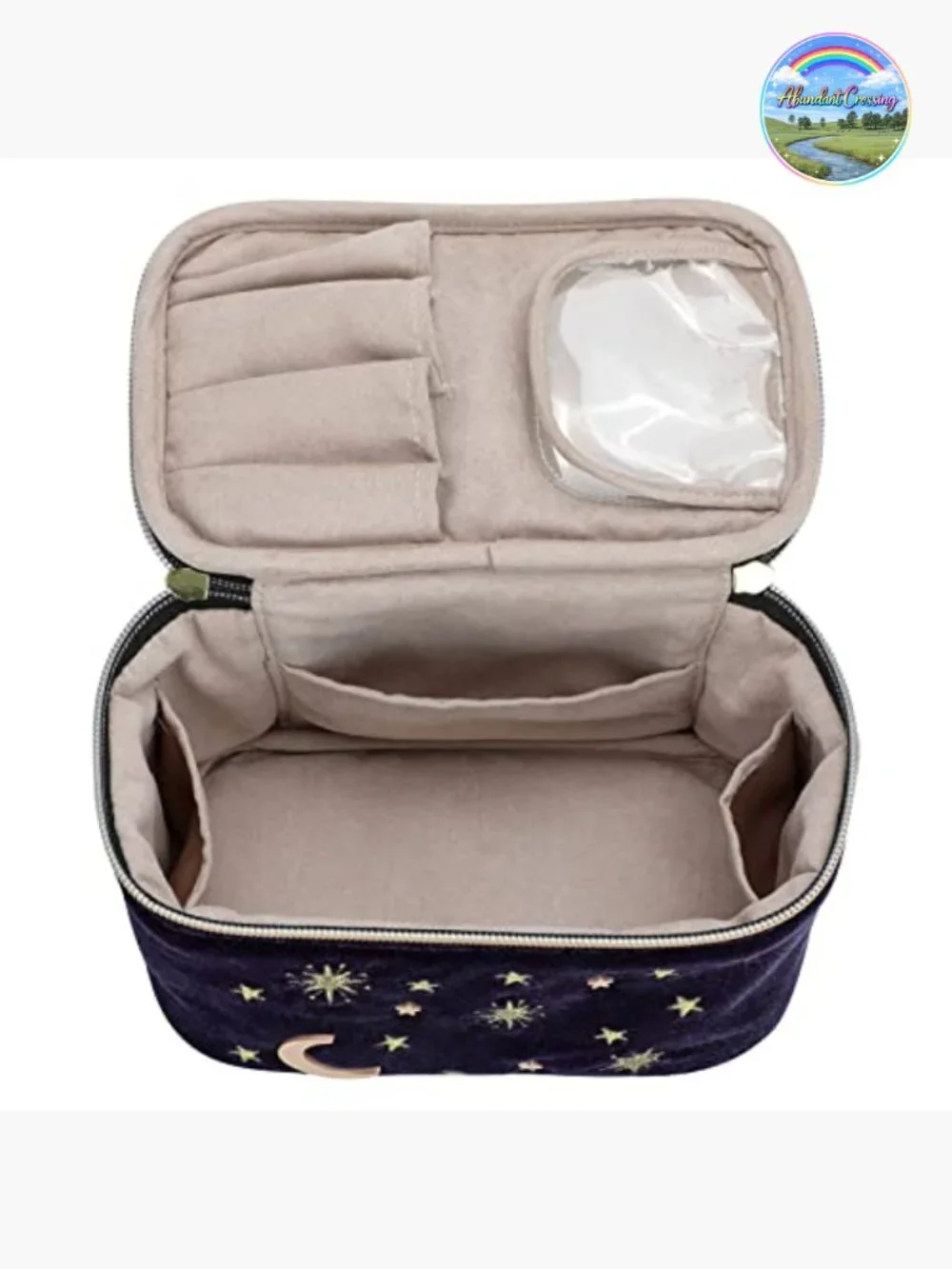 Starry Velvet Cosmetic Bag with Tassels Pearl Zipper